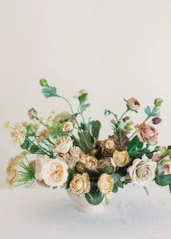 Afloral Beige Faux Dried Roses With Bud - 21