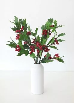 Afloral Fake Holiday Greens Holly Branch - 32