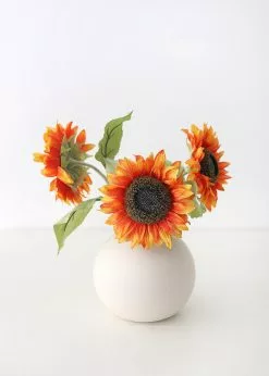 Afloral Fake Sunflower In Flame Orange - 25" Artificial Flowers
