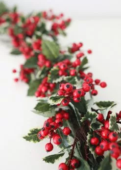 Afloral Outdoor Waterproof Holly Berry Christmas Garland - 4' Artificial Plants