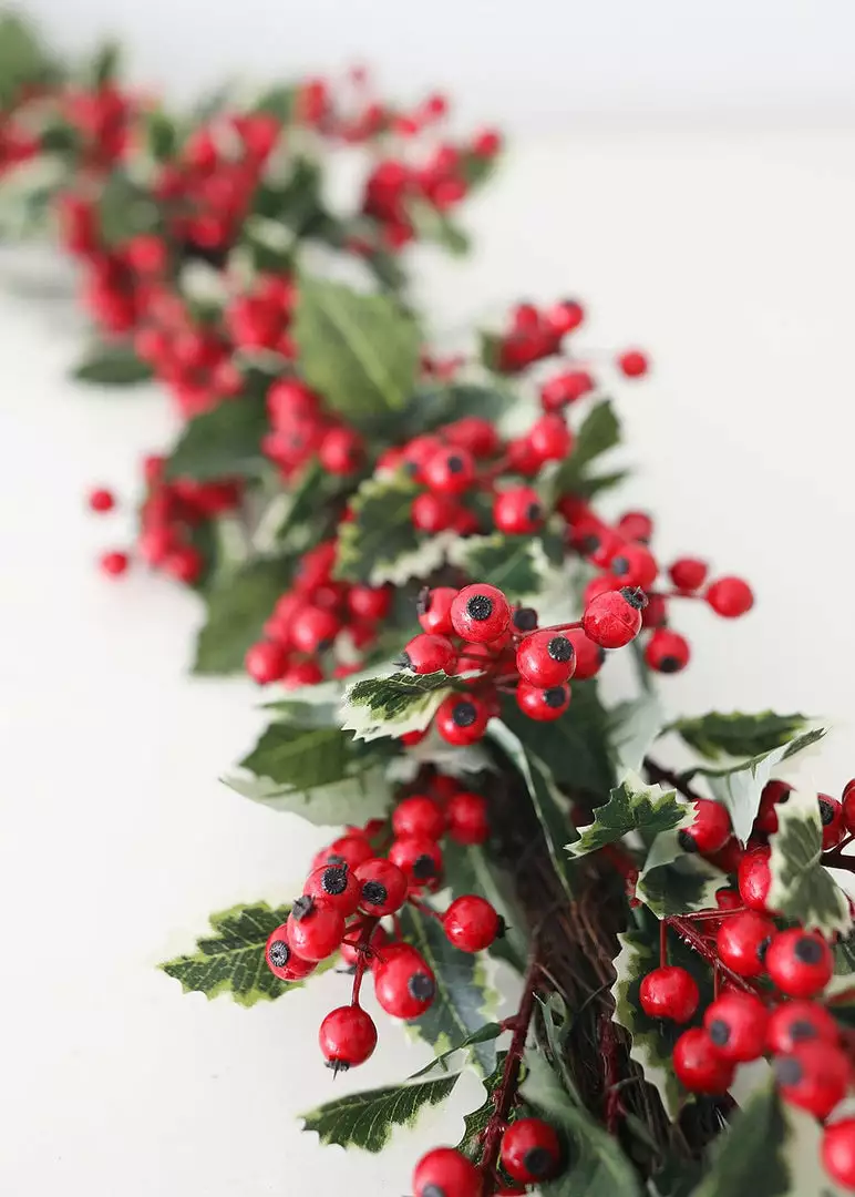 Afloral Outdoor Waterproof Holly Berry Christmas Garland - 4' Artificial Plants