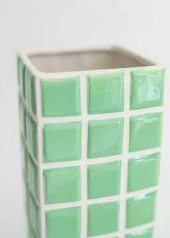 Afloral Mint Green Dolomite Ceramic Tile Vase - 11