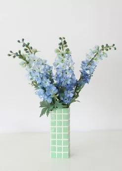 Afloral Mint Green Dolomite Ceramic Tile Vase - 11" Vases