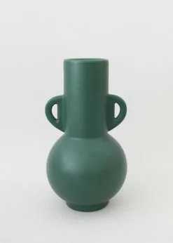 Afloral Dark Green Ceramic Floral Vase - 10.75" Vases