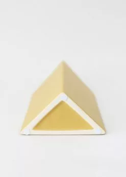 Afloral Ceramic Geometric Triangle Vase In Honey Yellow- 8.5