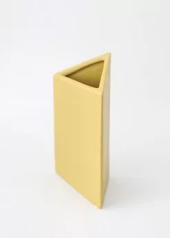 Afloral Ceramic Geometric Triangle Vase In Honey Yellow- 8.5