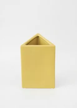 Afloral Ceramic Geometric Triangle Vase In Honey Yellow- 8.5" Vases