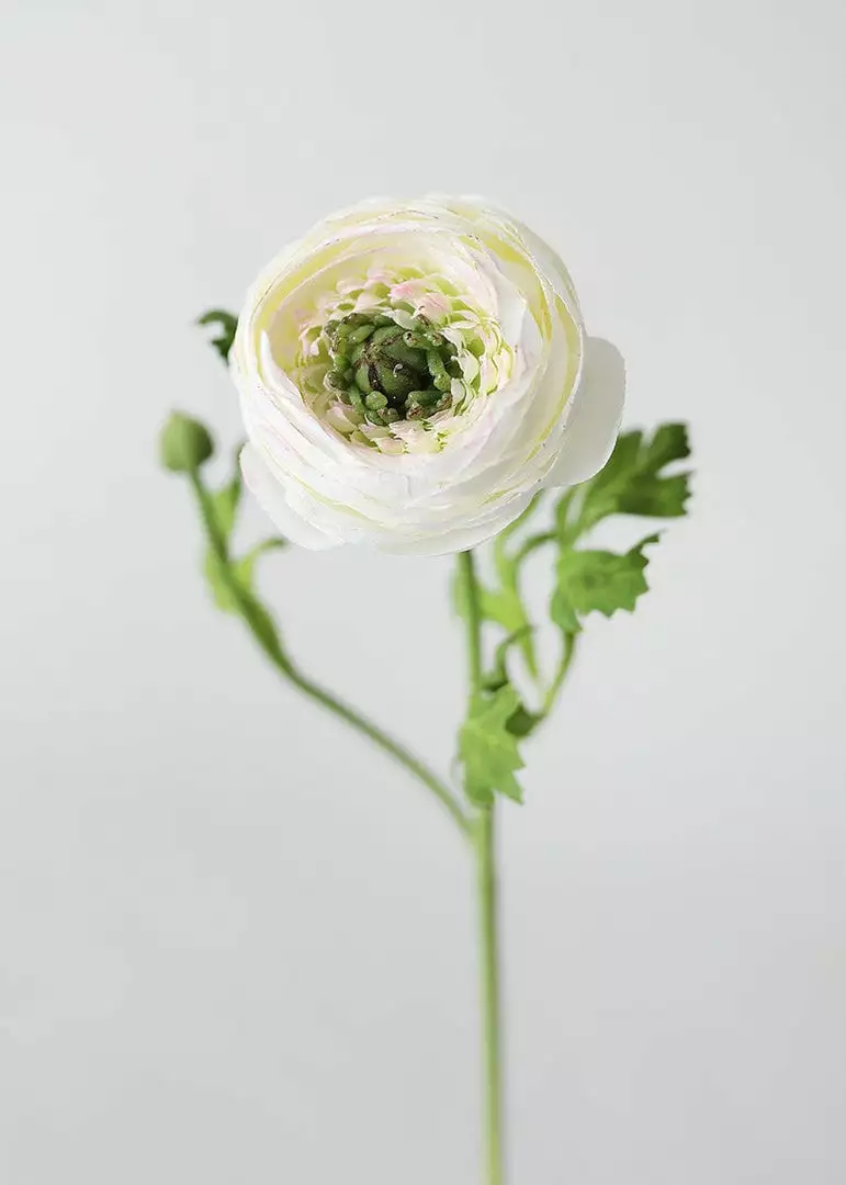 Afloral Artificial Flowers Silk Ranunculus In Cream - 13"