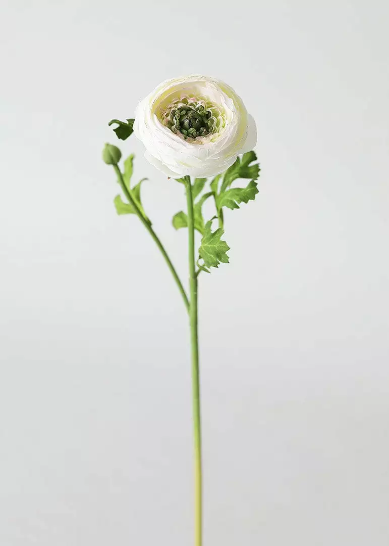 Afloral Artificial Flowers Silk Ranunculus In Cream - 13"