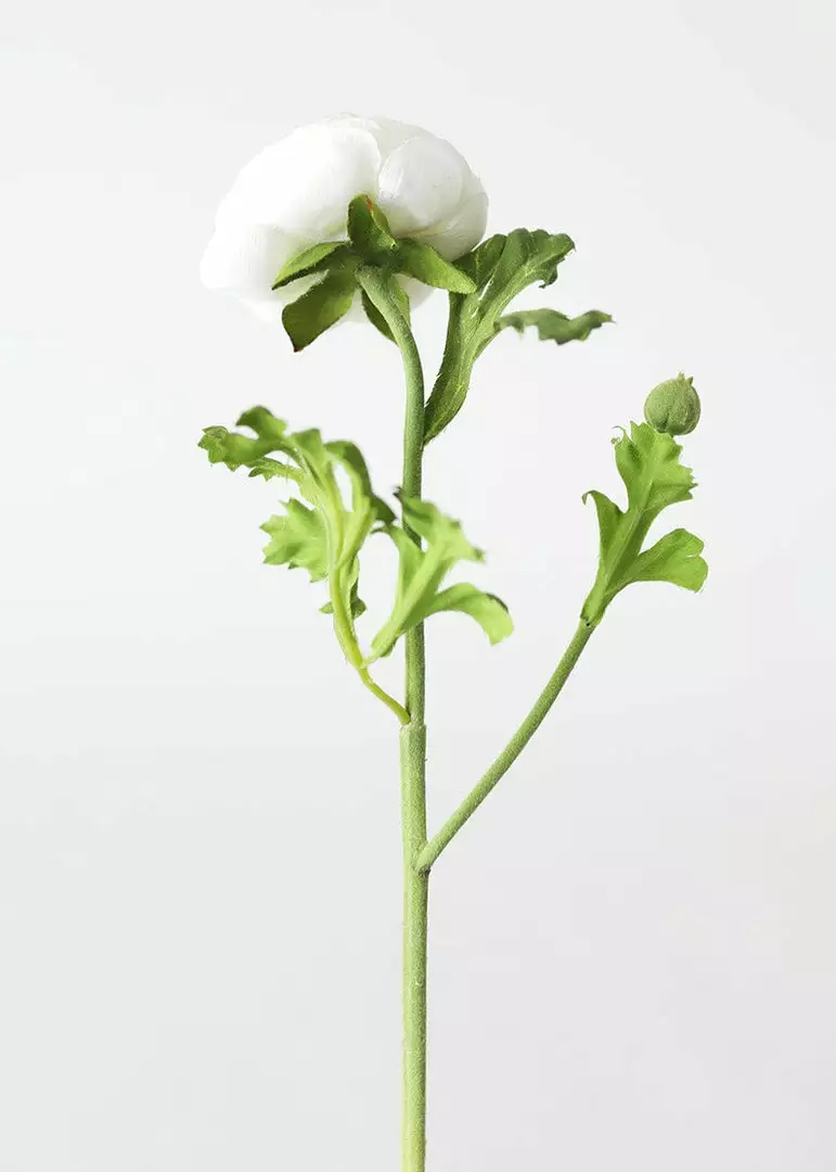 Afloral Artificial Flowers Silk Ranunculus In Cream - 13"