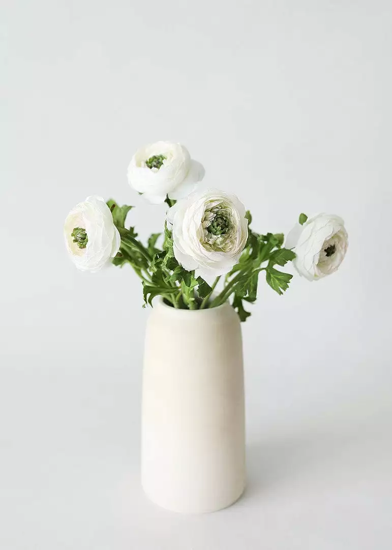 Afloral Artificial Flowers Silk Ranunculus In Cream - 13"