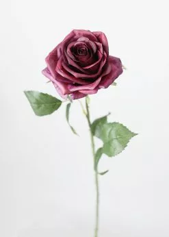 Afloral Silk Flowers Rose In Plum Purple - 21.5" Artificial Flowers