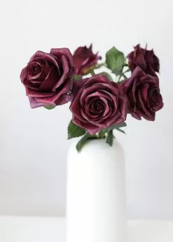 Afloral Silk Flowers Rose In Plum Purple - 21.5