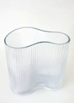 Afloral Ridged Glass Asymmetrical Vase - 8