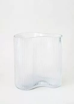 Afloral Ridged Glass Asymmetrical Vase - 8