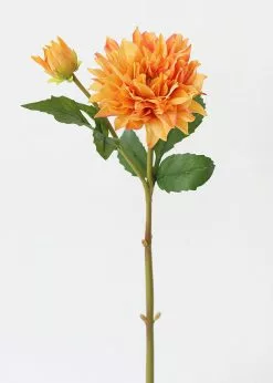 Afloral Artificial Flowers Real Touch Dahlia In Fall Orange - 26"