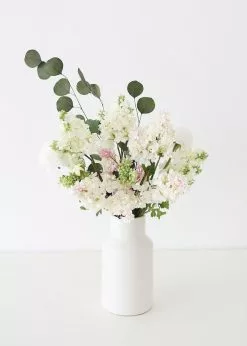 Afloral Everyday Flower Vase In White - 9"