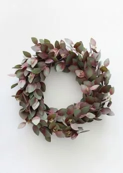 Afloral Burgundy Real Touch Eucalyptus Wreath - 22" Artificial Plants
