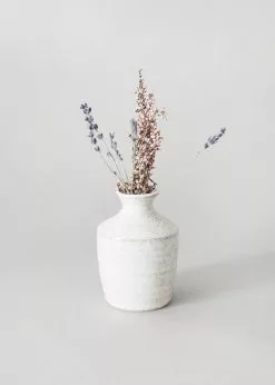 Afloral Hari Bud Vase In Distressed White Ceramic - 4.5"