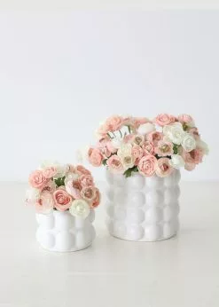 Afloral White Ceramic Large Hobnail Pot - 3