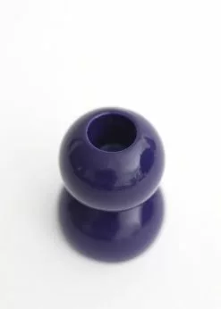 Afloral Navy Ceramic Geometric Candle Holder - 3.25