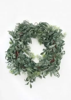 Afloral Artificial Olive Leaf And Berry Wreath - 22" Artificial Plants