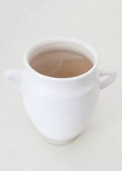 Afloral White Ceramic Urn Vase With Handles - 9.5