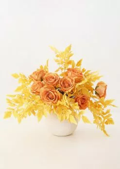 Afloral Artificial Flowers Golden Orange Rose Artificial Flower - 26