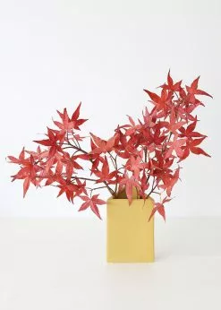 Afloral Ceramic Geometric Triangle Vase In Honey Yellow- 8.5