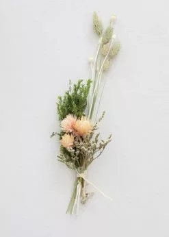 Afloral Petite Green And Neutral Bouquet Of Dried Flowers - 6.5-16"