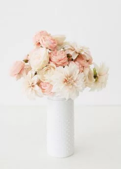 Afloral Tall Glass Hobnail Jar In White - 10