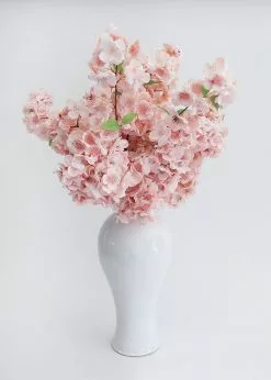 Afloral Ceramic Tall Glossy Vase In Blue-Washed White - 16