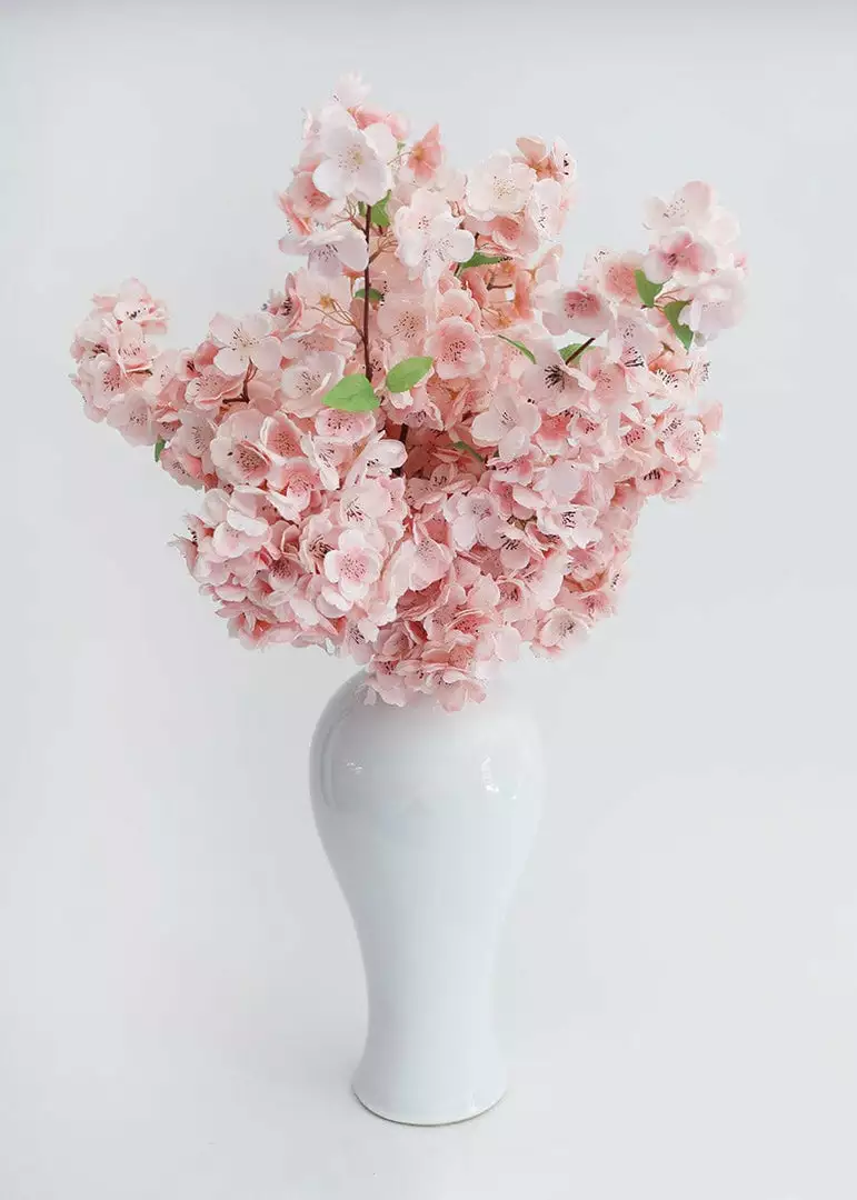 Afloral Ceramic Tall Glossy Vase In Blue-Washed White - 16" Vases