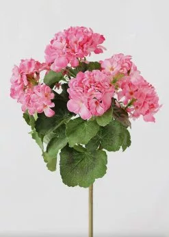 Afloral Pink UV Protected Indoor/Outdoor Geranium Bush - 18" Artificial Flowers