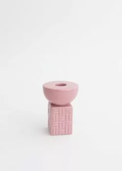 Afloral Textured Pink Geometric Candle Holder - 3.5" Tools & Accents