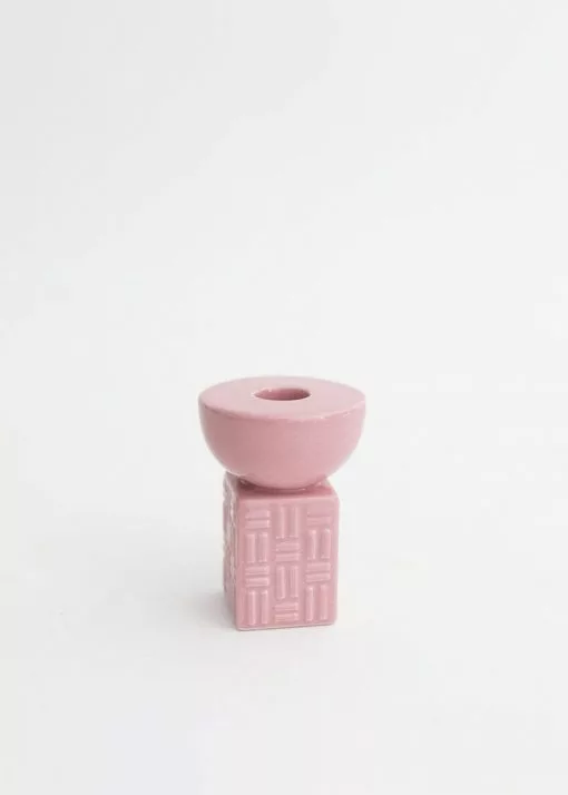 Afloral Textured Pink Geometric Candle Holder - 3.5" Tools & Accents