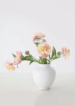 Afloral Vases Glossy White Round Ceramic Vase - 7.75