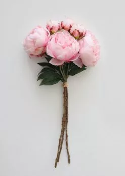 Afloral Artificial Flowers Pink Faux Flower Bundle Of Peonies - 21.5"