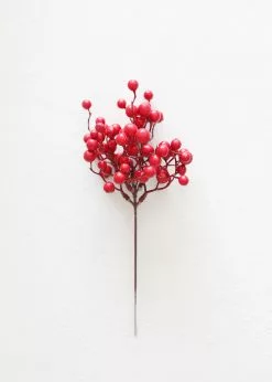Afloral Christmas Red Artificial Berries Pick - 9" Artificial Plants
