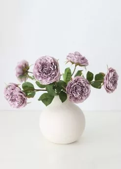 Afloral Artificial Flowers Faux Cabbage Rose In Lavender - 21.25"