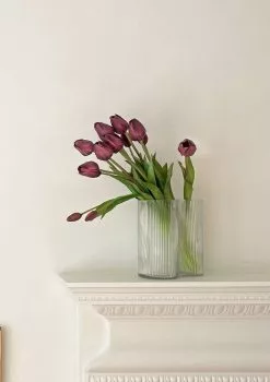 Afloral Ridged Glass Asymmetrical Vase - 8