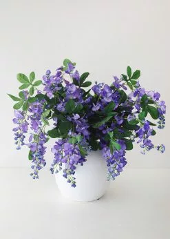 Afloral Violet Blue Silk Hanging Wisteria Bush - 31"