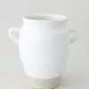 Afloral White Ceramic Urn Vase With Handles - 9.5"