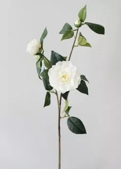 Afloral Real Touch Camellia Roses In Cream White - 35" Artificial Flowers