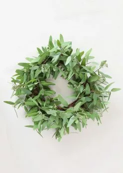 Afloral Real Touch Seeded Eucalyptus Leaf Wreath - 24" Artificial Plants
