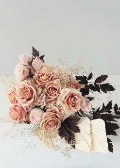 Afloral Natural Touch Faux Ruffle Rose Spray In Blush Pink - 21