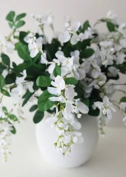 Afloral Artificial Wisteria Hanging Bush In White - 31