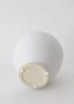 Afloral Vases Glossy White Round Ceramic Vase - 7.75