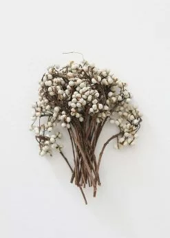 Afloral Dried Flowers White Natural Dried Tallow Berries - 6-8"