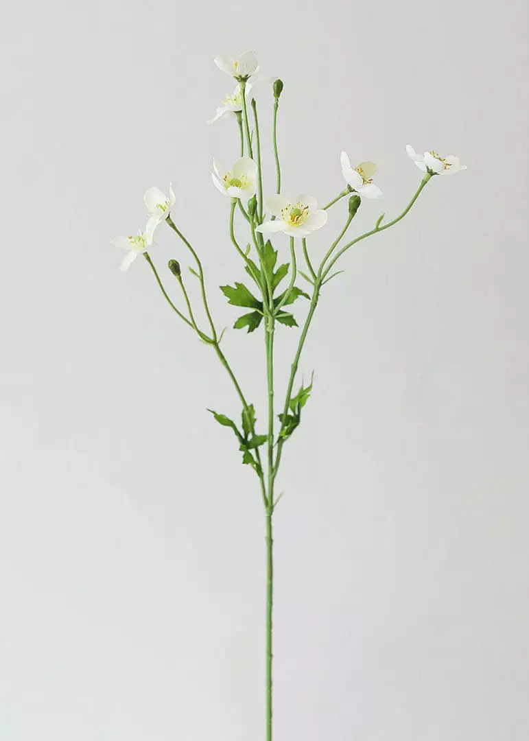 Afloral Artificial Flowers Cream White Artificial Buttercups - 25"